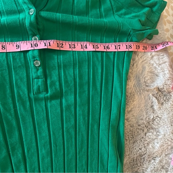 Monrow Green Flat Ribbed 94% Cotton Shortsleeve Form Fitting Collar Polo Dress M - Picture 15 of 16